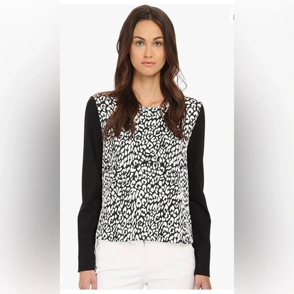 Kate Spade New York Leopard Jacquard Panel Top Career Black/White Size Medium - Picture 1 of 8
